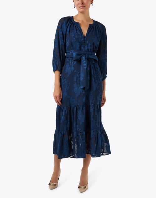 Elise Navy Burnout Chiffon Dress