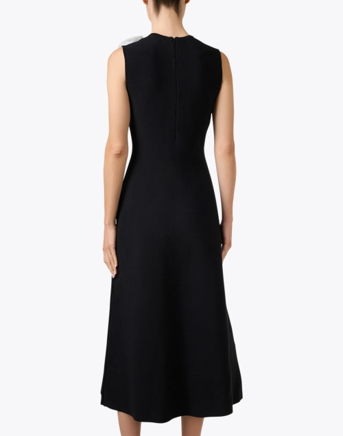Black Knit Rose Appliqué Dress