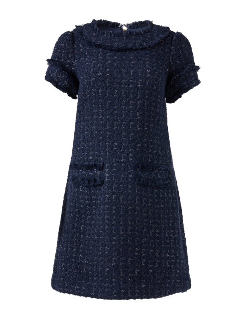 Navy Tweed Shift Dress