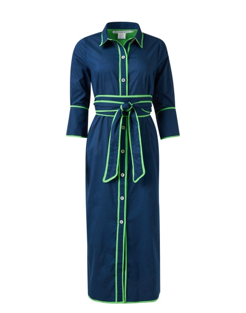 Navy Cotton Midi Shirt Dress