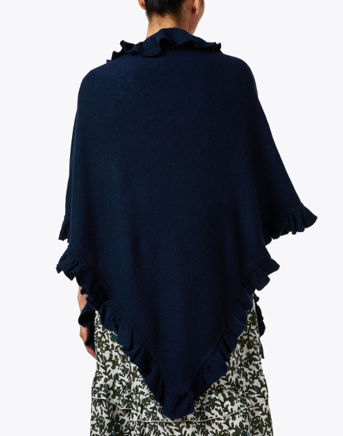 Navy Cashmere Signature Ruffle Shawl