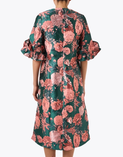 Bronwyn Green and Blush Floral Jacquard Dress