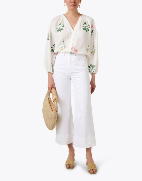 Fred White Floral Printed Top