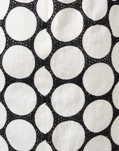 Black and White Embroidered Polka Dot Linen Dress