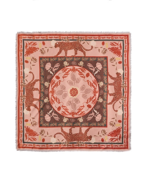 Orange and Blue Multi Print Reversible Silk Scarf