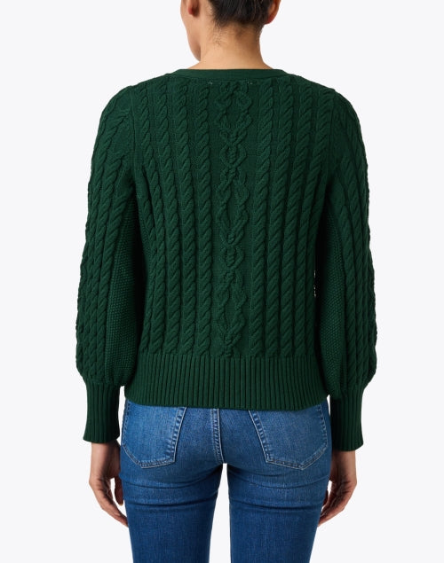 Chloe Green Cotton Cable Knit Cardigan