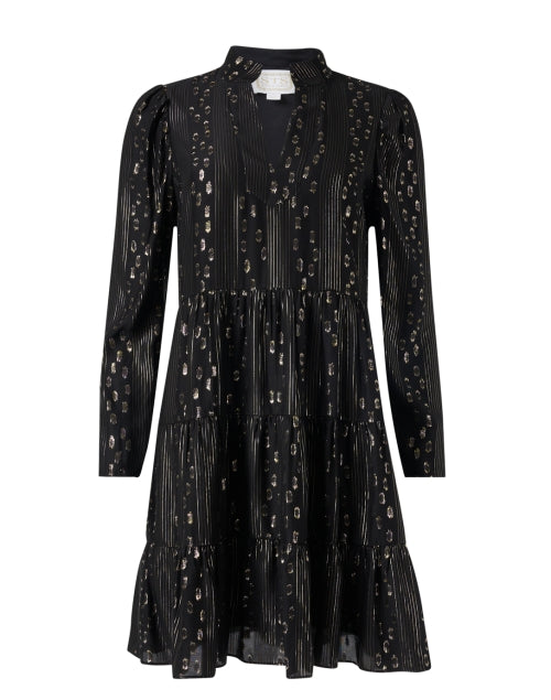 Black Metallic Print Dress