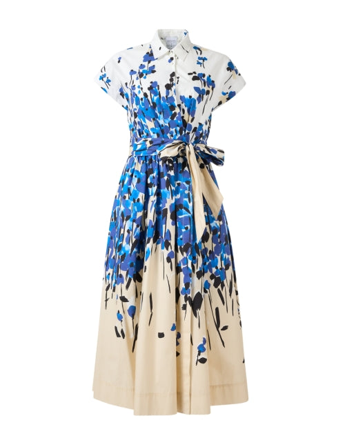 Etrelle Blue and Cream Print Cotton Shirt Dress