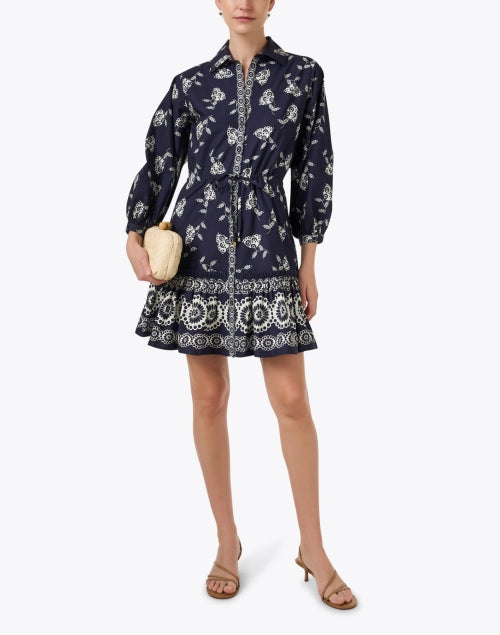 Robin Navy Floral Print Cotton Dress