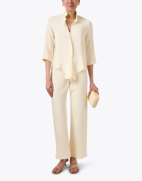 Ivory Silk Tie Front Top