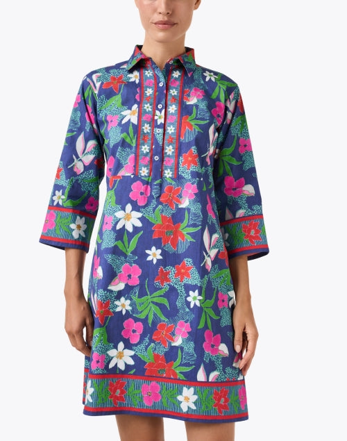 Navy Floral Shirt Dress