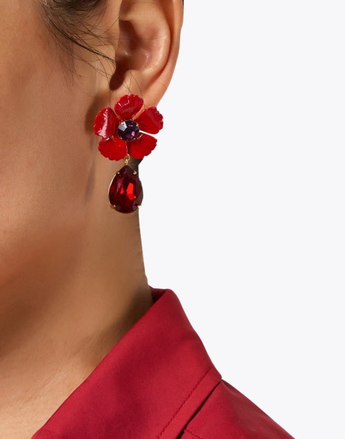 Briella Red Flower Drop Earrings