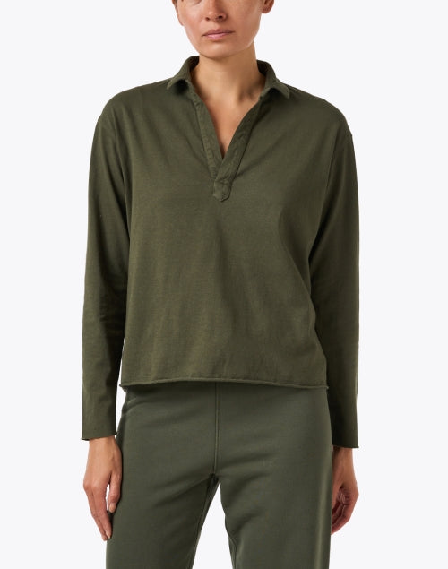 Patrick Caper Green Popover Henley Top