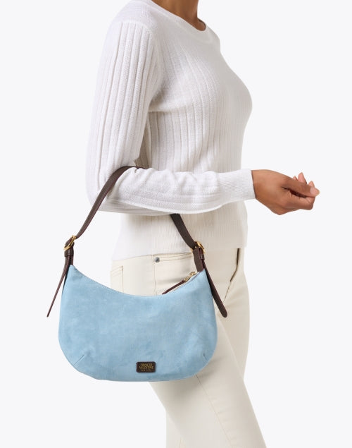 Starr Blue Suede Leather Hobo Shoulder Bag