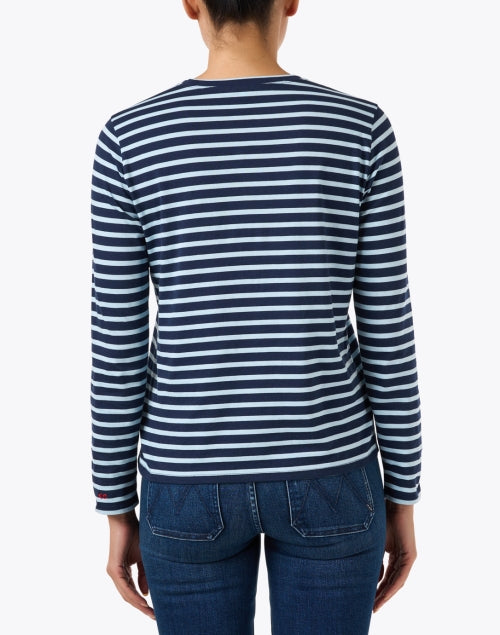 Blue and Navy Striped Cotton Top