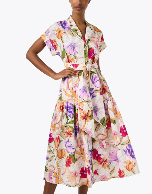 Estella White Floral Print Shirt Dress