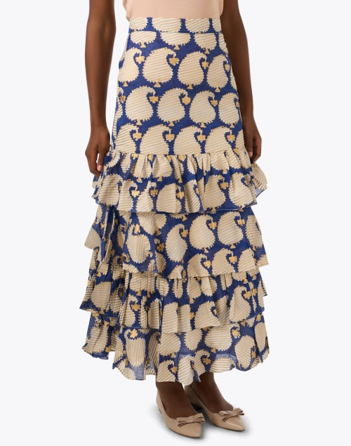 Agra Navy Paisley Cotton Skirt
