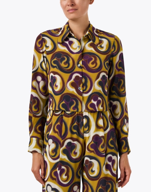 Jade Yellow Print Silk Blouse