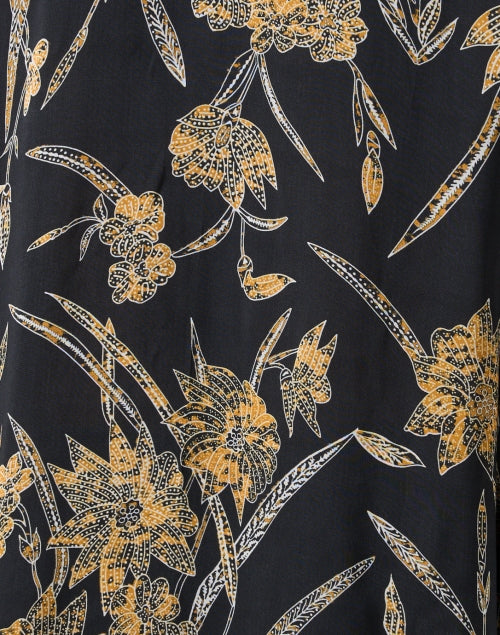 Black and Gold Floral Print Top