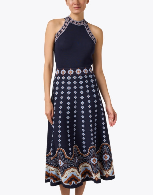 Sandrinna Navy Jacquard Dress