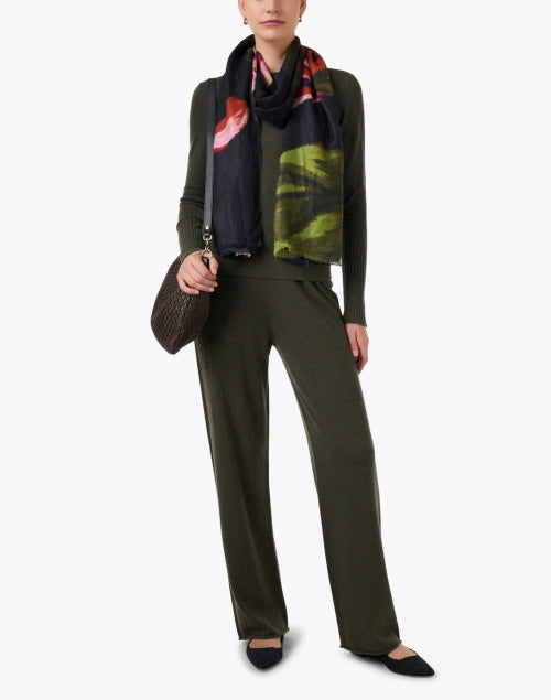 Black Floral Print Scarf