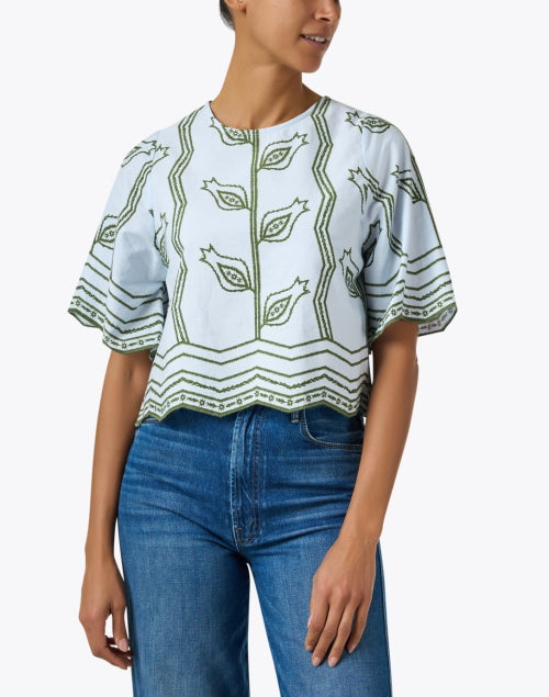 Adi Blue and Green Print Blouse