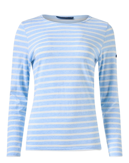 Minquidame Blue and Ivory Striped Cotton Top