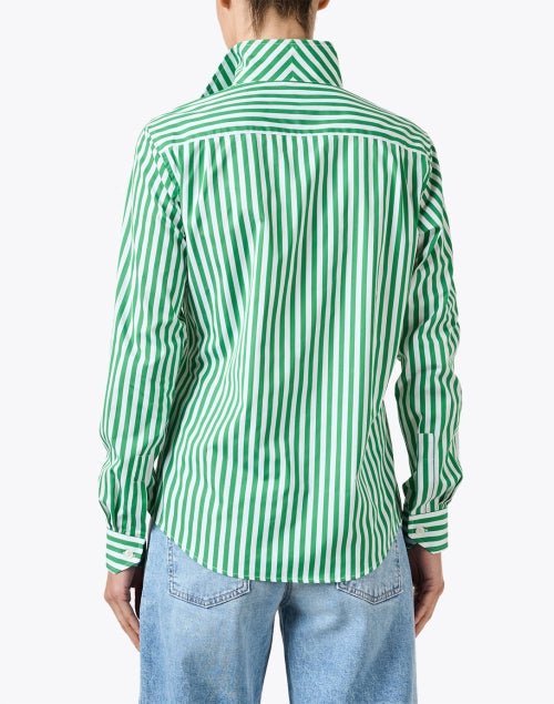 Green and White Striped Cotton Shirt