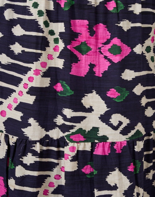 Veronica Navy Multi Ikat Print Wrap Dress