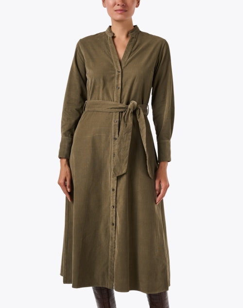 Green Corduroy Shirt Dress