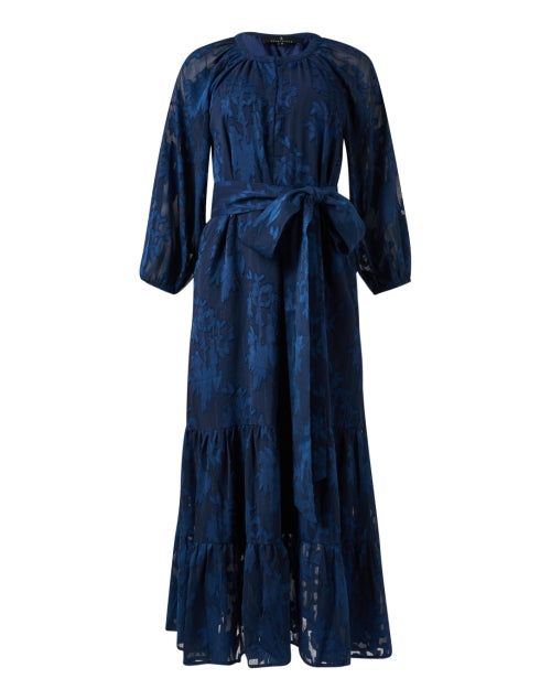 Elise Navy Burnout Chiffon Dress