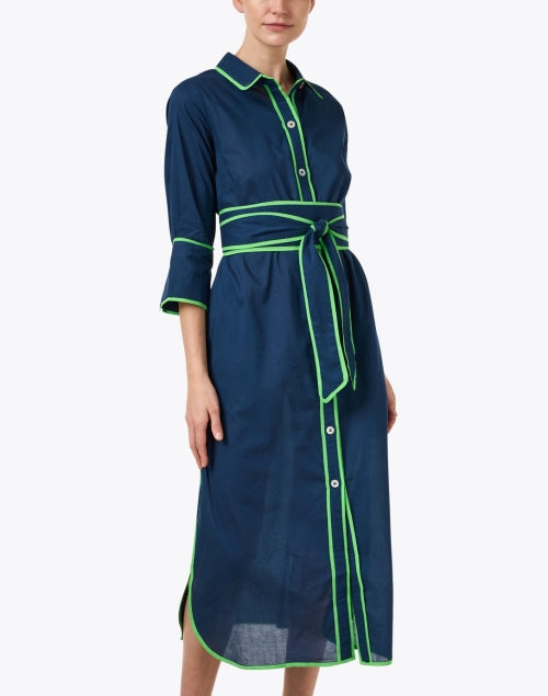 Navy Cotton Midi Shirt Dress