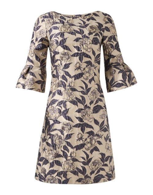 Navy and Gold Floral Shift Dress