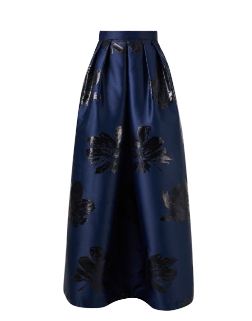 Navy Metallic Floral Skirt