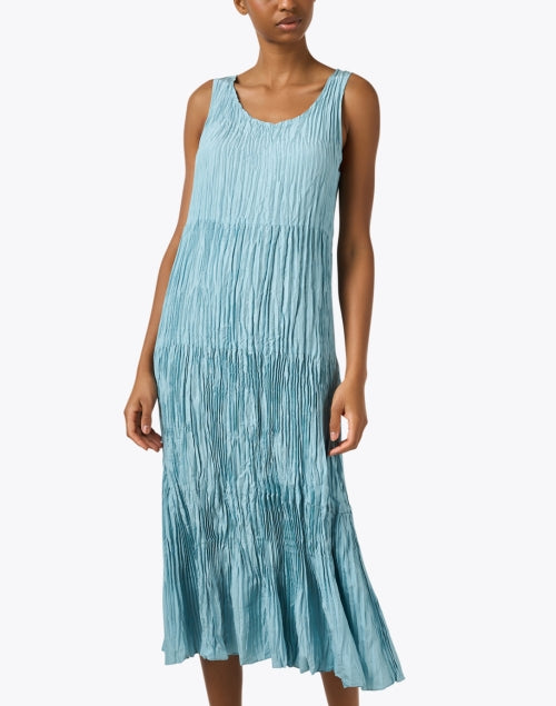 Blue Crushed Silk Dress