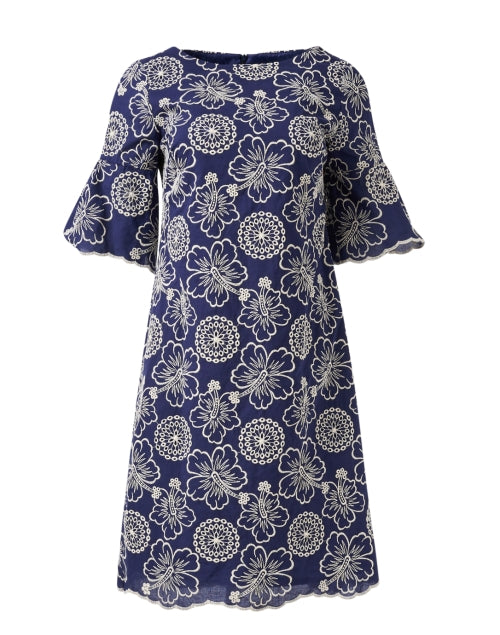 Navy Floral Embroidered Dress