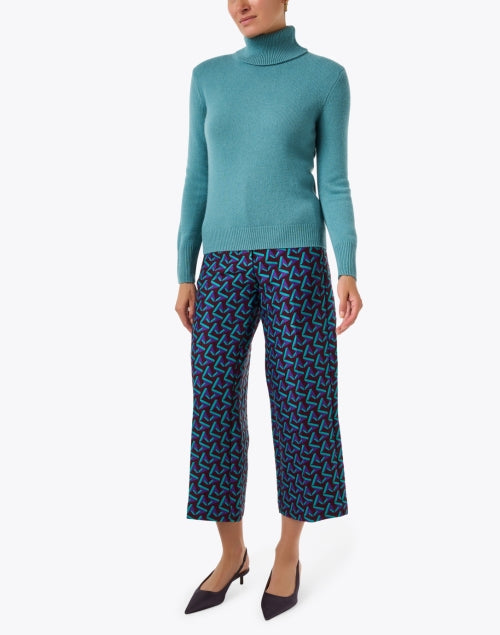 Teal Cashmere Turtleneck Sweater