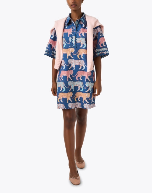 Raj Navy Tiger Print Cotton Dress