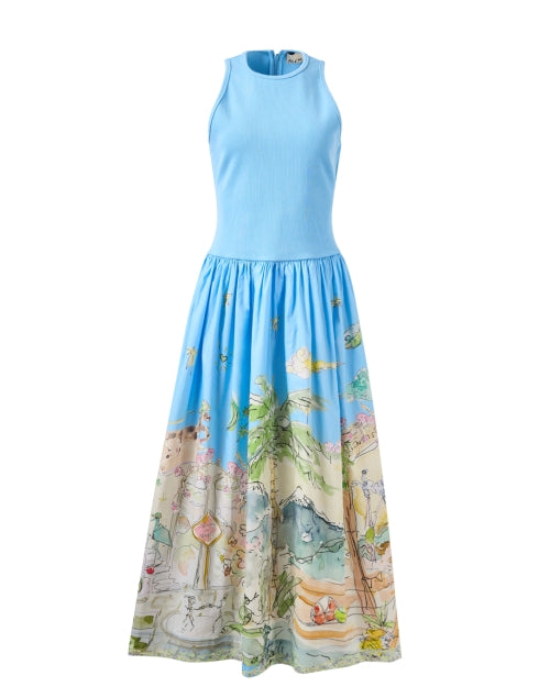 Anouk Blue Beach Print Dress