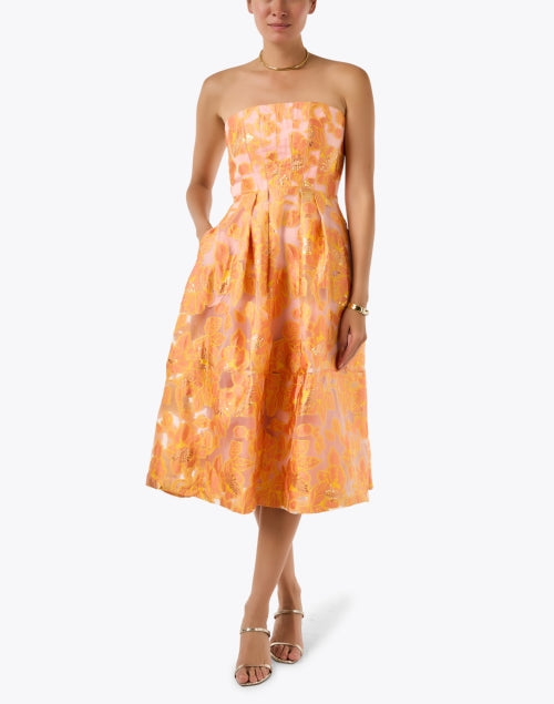 Catherine Orange Floral Organza Dress