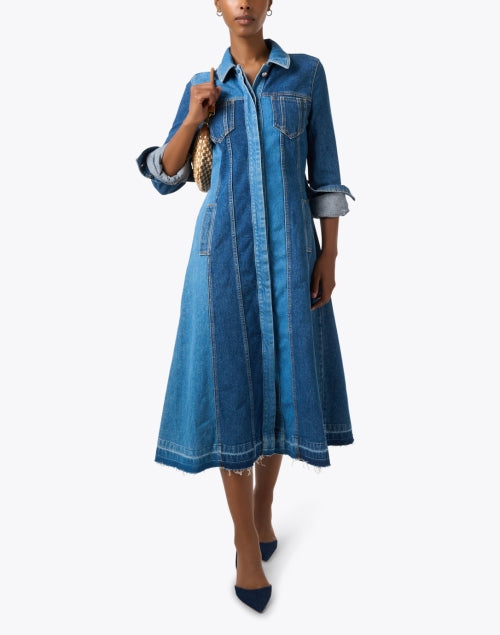 Two Tone Denim Shirt Dress