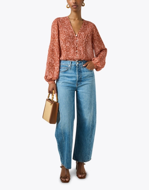 Calvin Red Floral Print Blouse