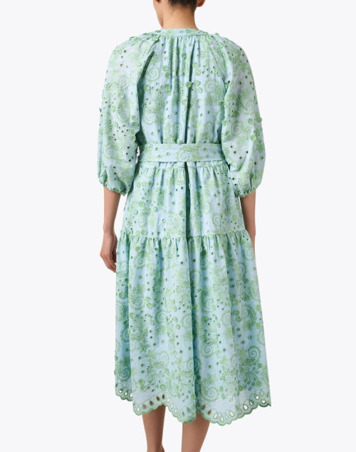 Denver Blue and Green Floral Embroidered Dress