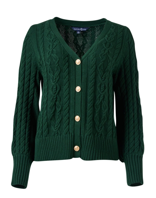 Chloe Green Cotton Cable Knit Cardigan