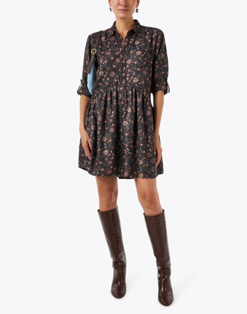 Deauville Pink Floral Print Wool Shirt Dress
