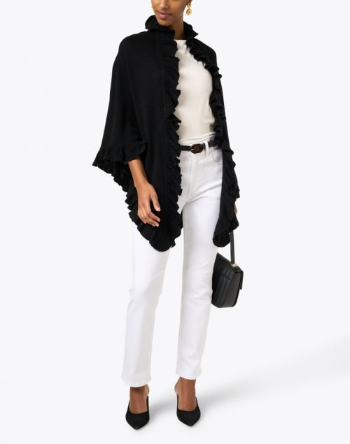 Black Cashmere Signature Ruffle Shawl