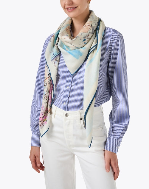 Paris Multi Print Silk Wool Scarf