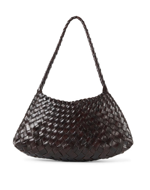 Rosanna Dark Brown Woven Leather Shoulder Bag