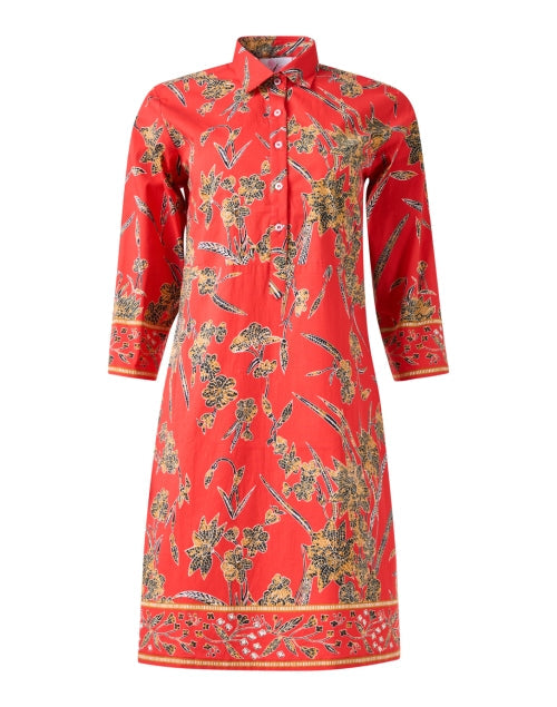 Charlie Red Floral Print Shirt Dress