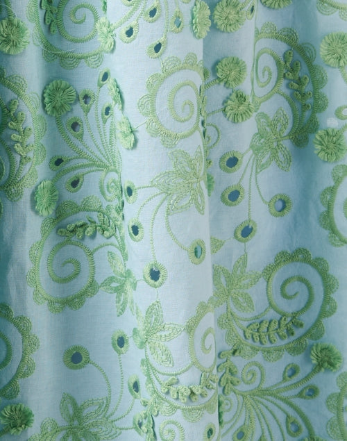 Denver Blue and Green Floral Embroidered Dress